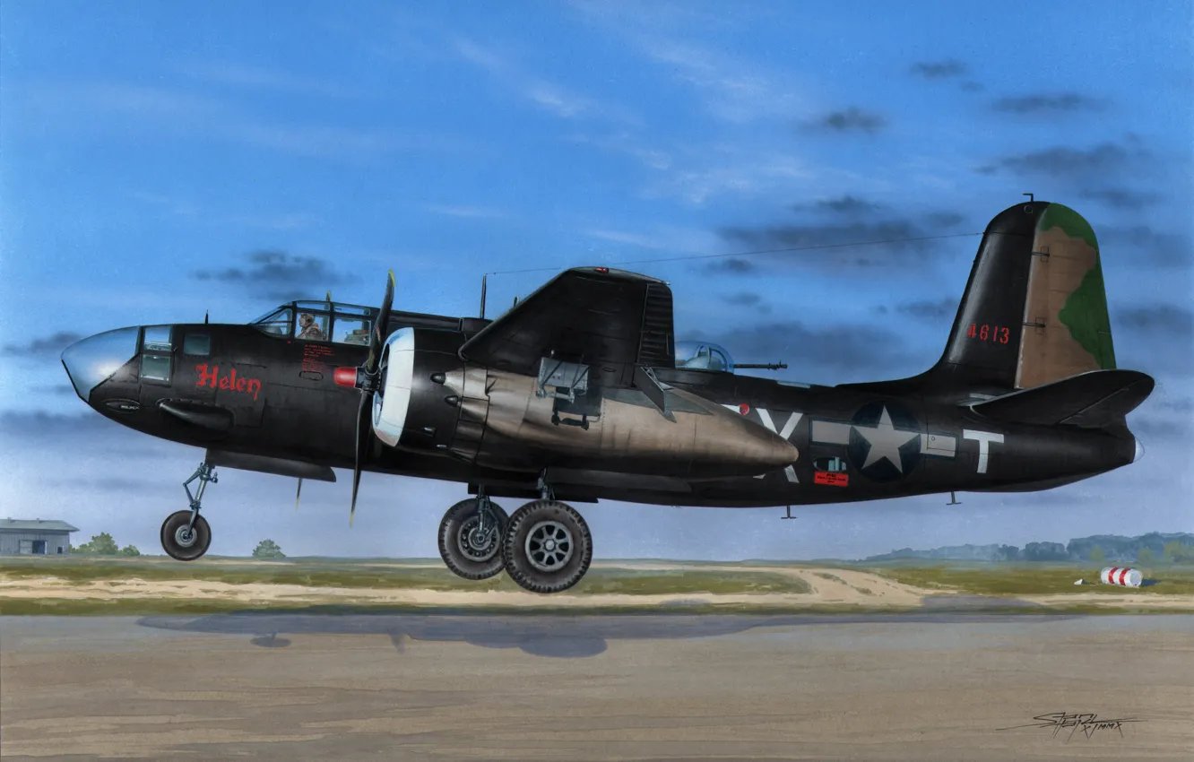 Photo wallpaper bomber, attack, US Air Force, A-20 Havoc, A-20J