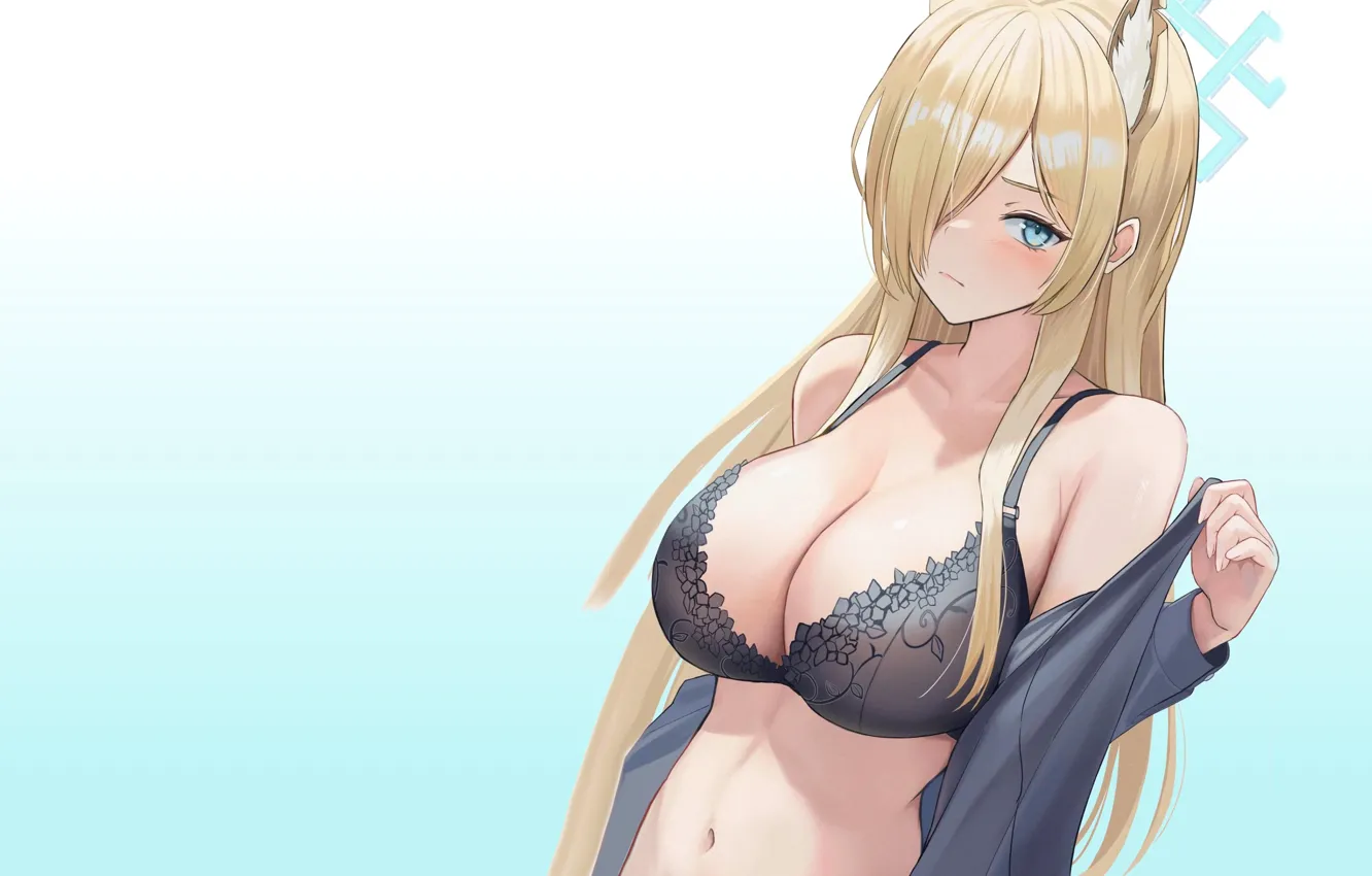 Photo wallpaper girl, hot, sexy, bra, long hair, boobs, anime, pretty