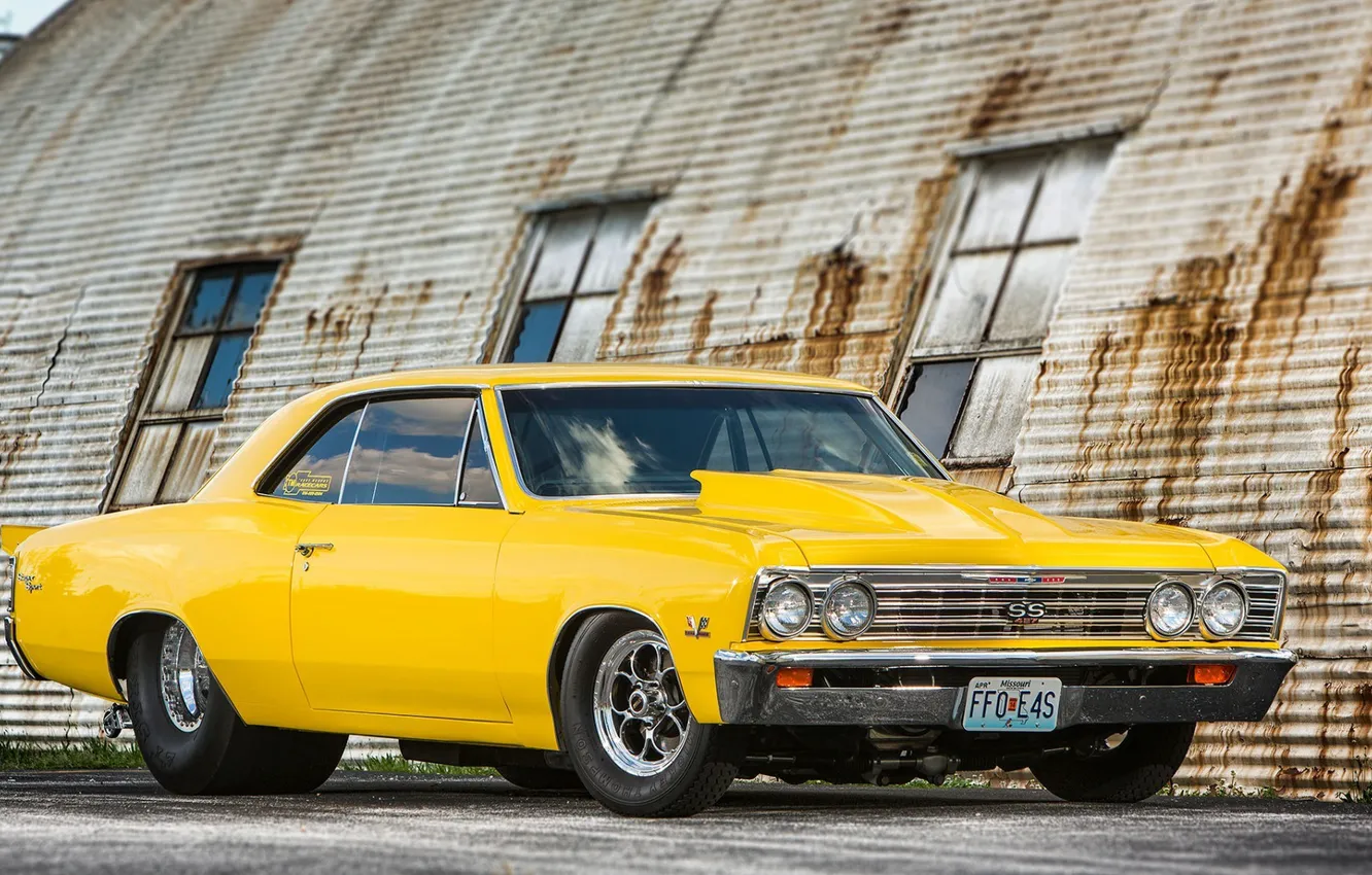 Photo wallpaper yellow, drag, Nova, Chevelle, Chevrolet Chevelle