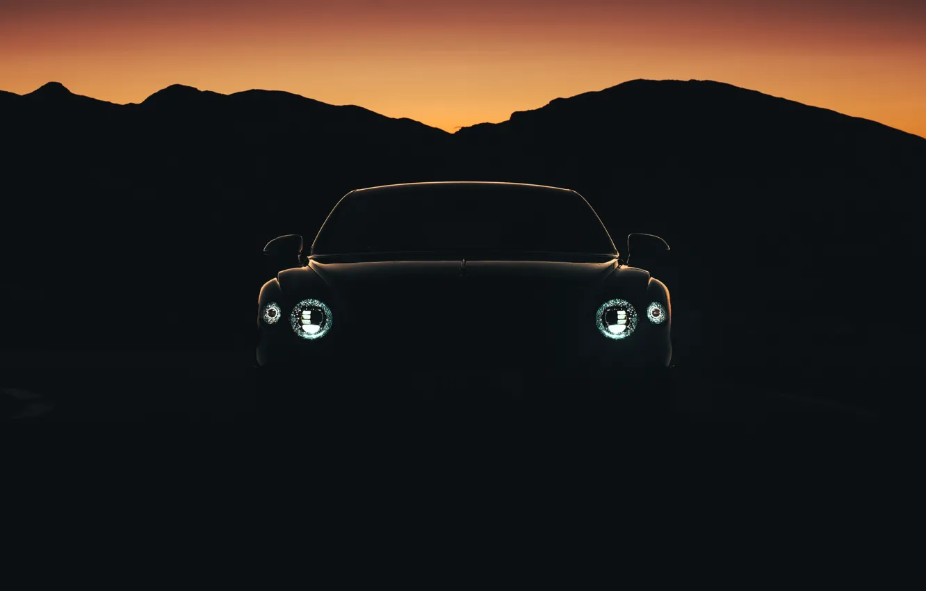 Photo wallpaper lights, Bentley, twilight, Flying Spur, 2020, Blackline