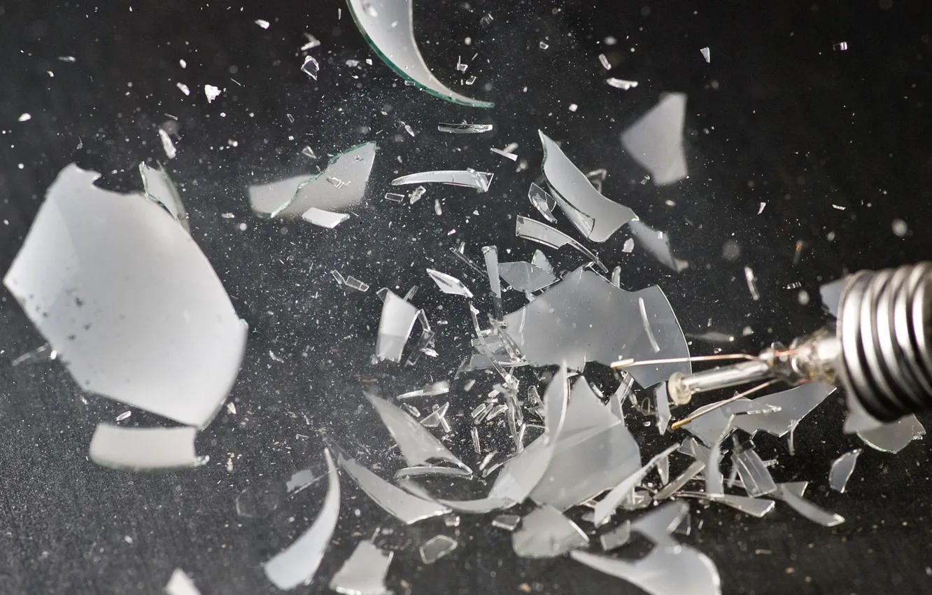 Photo wallpaper glass, light bulb, fragments
