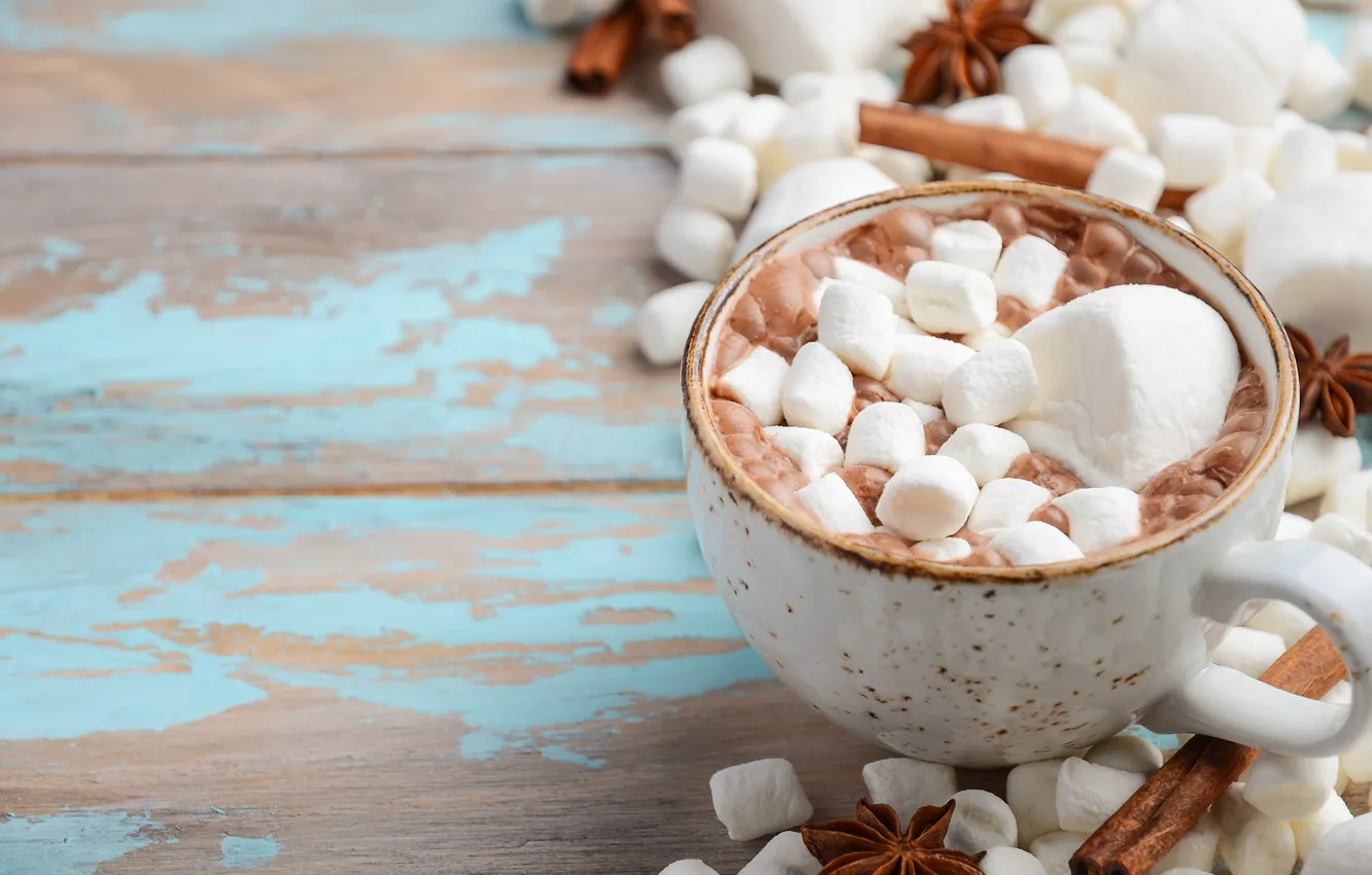 Photo wallpaper coffee, Cup, sweet, marshmallows, marshmallow