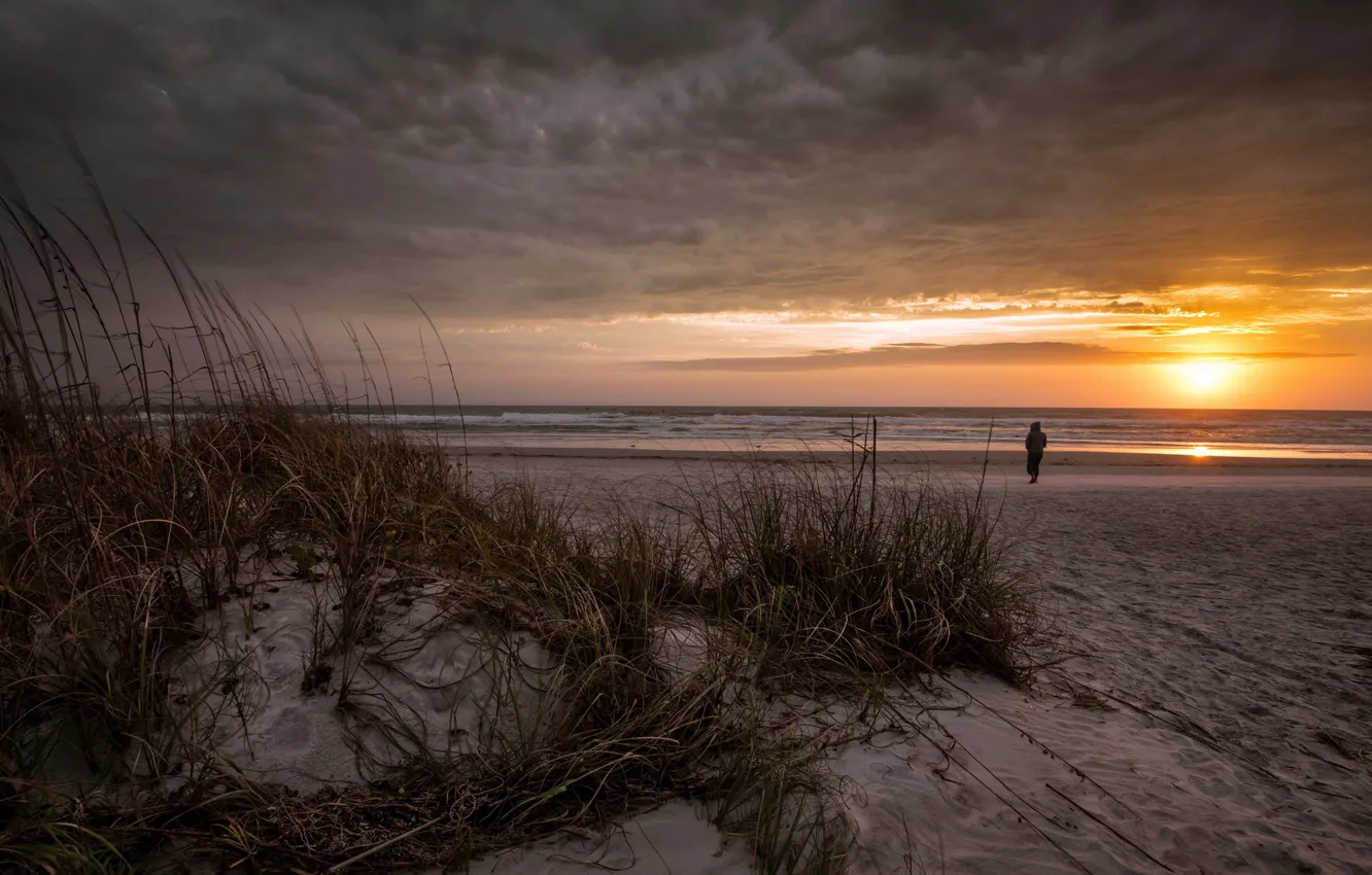 Photo wallpaper sea, landscape, sunset