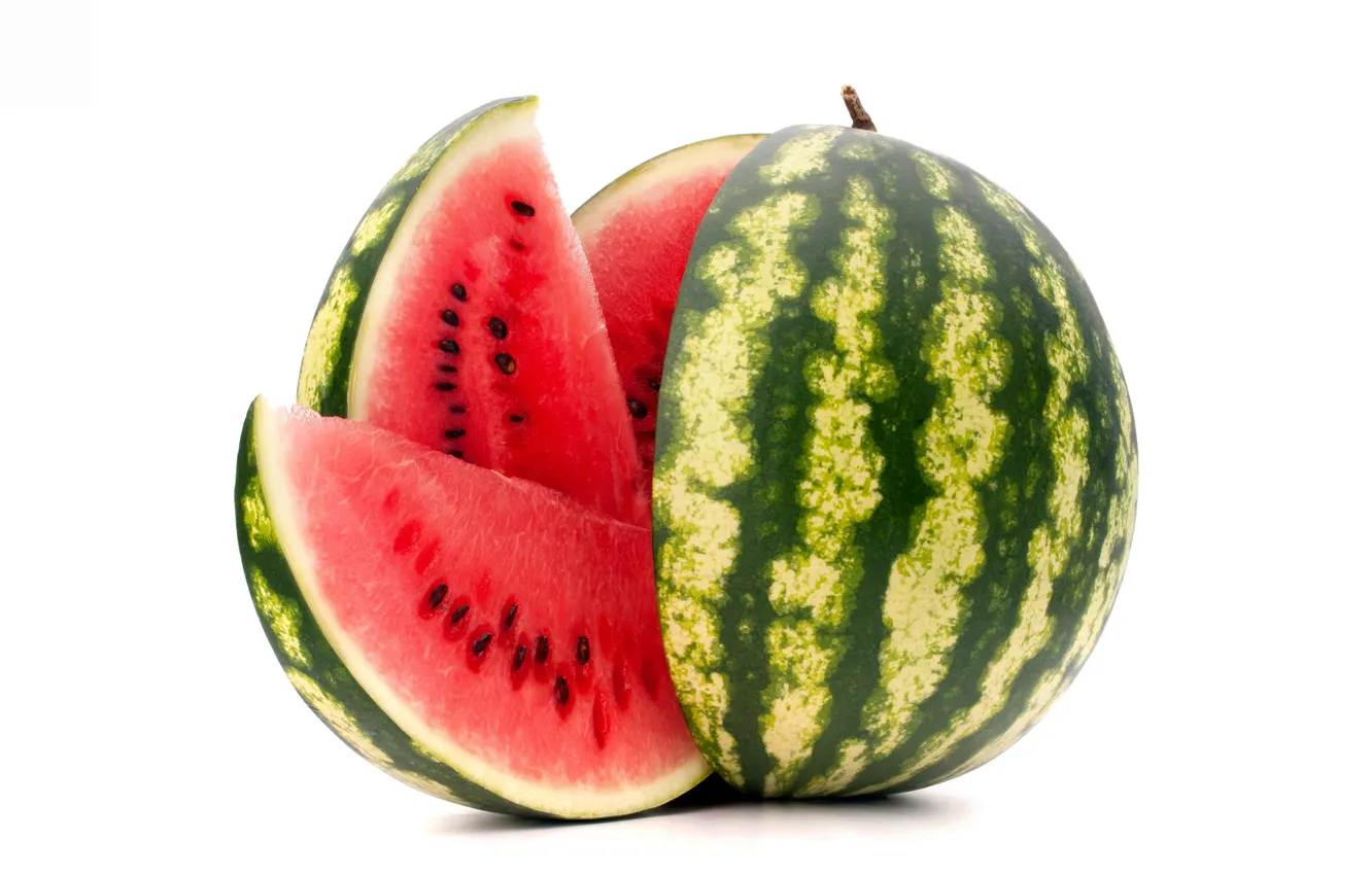 Photo wallpaper watermelon, berry, white background, treat