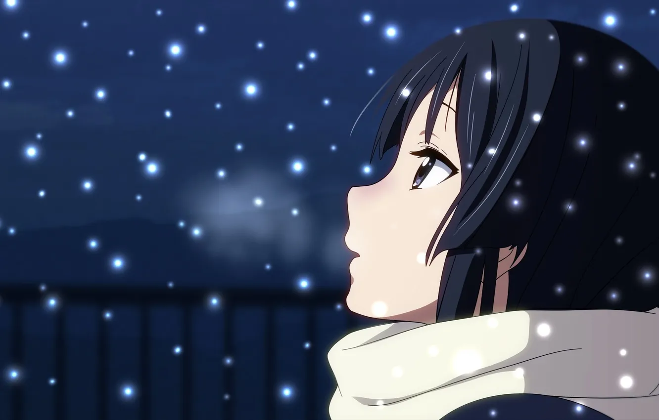 Photo wallpaper girl, snow, k-on, M & e