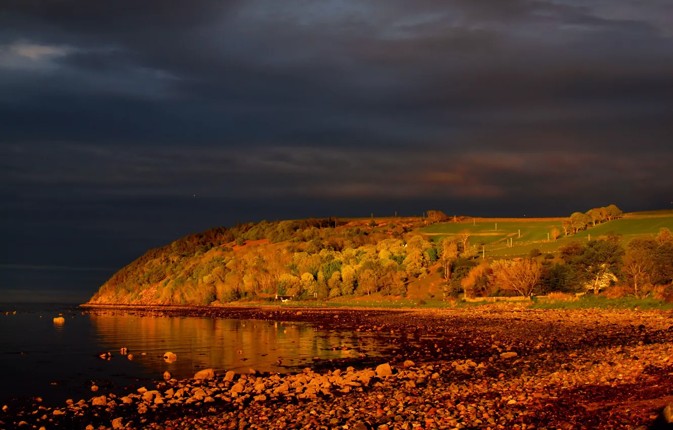 Photo wallpaper Strait, coast, morning, Scotland, Scotland, Cromarty, Cromarty, Cromarty Firth