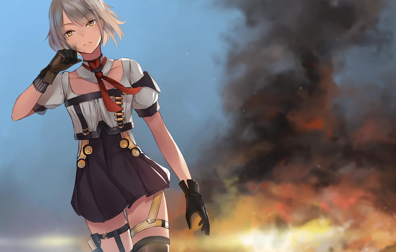 Photo wallpaper girl, the explosion, anime, art, Girls Frontline