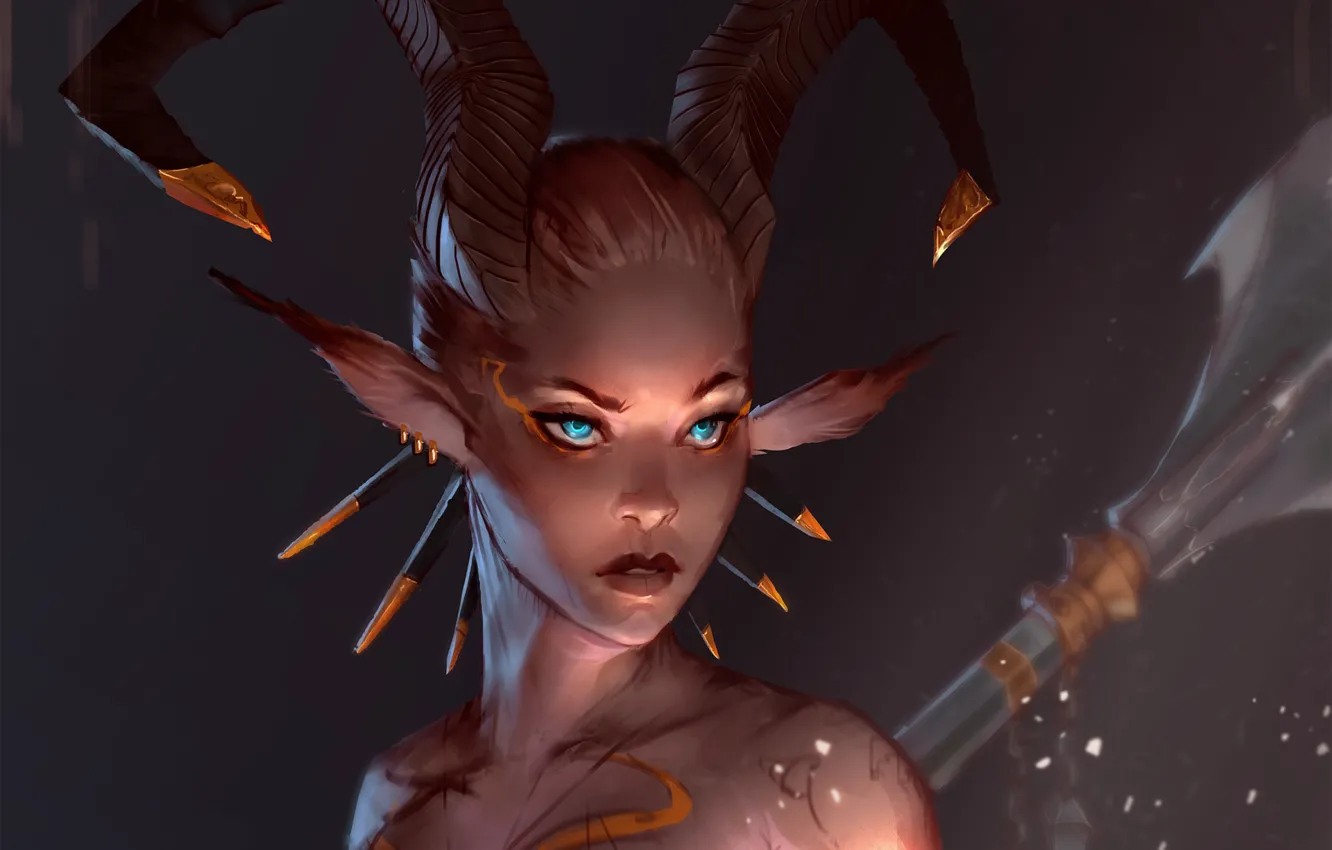 Photo wallpaper look, fantasy, art, horns, Satyr