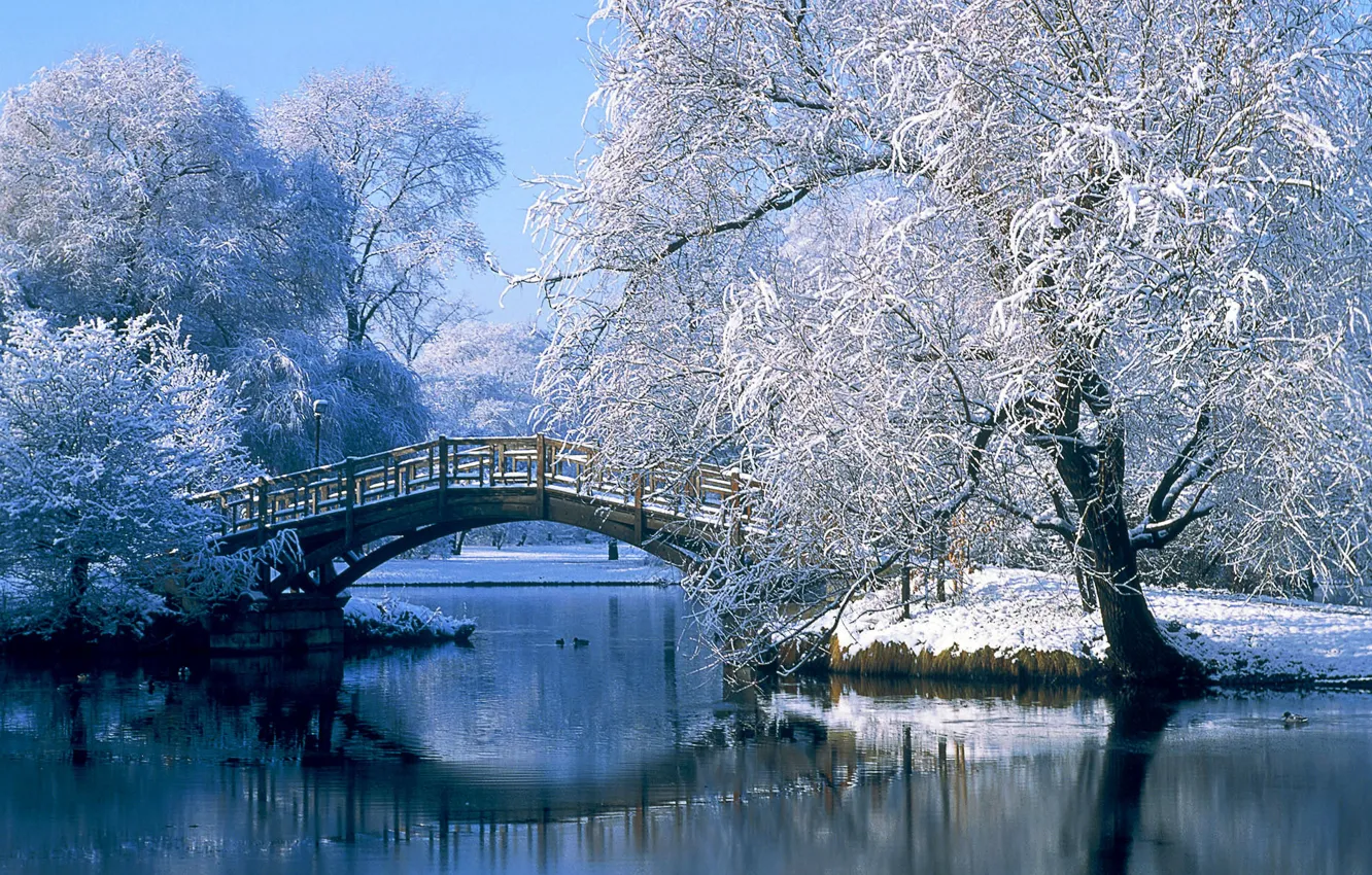 Photo wallpaper winter, bridge, Germany
