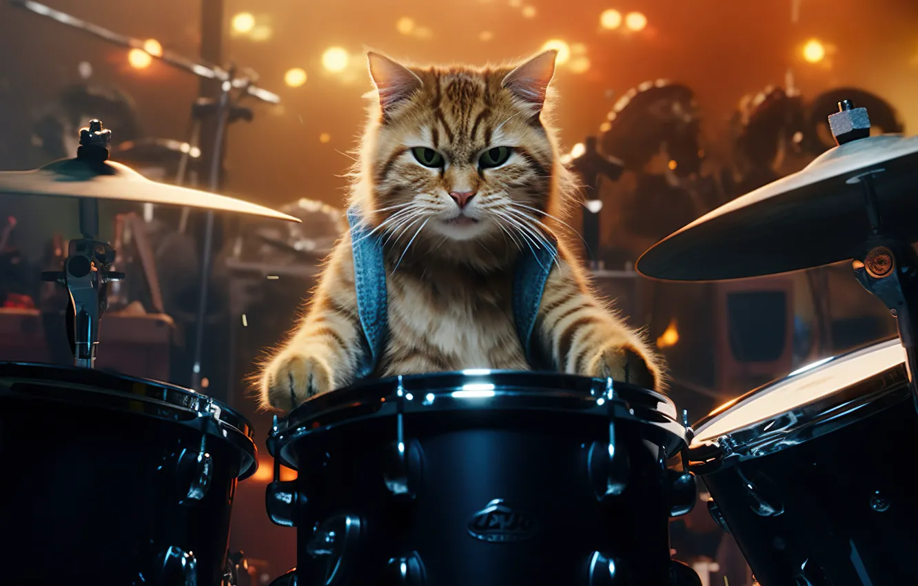 Photo wallpaper cat, cat, digital art, AI art, The Art of Artificial Intelligence, neural network