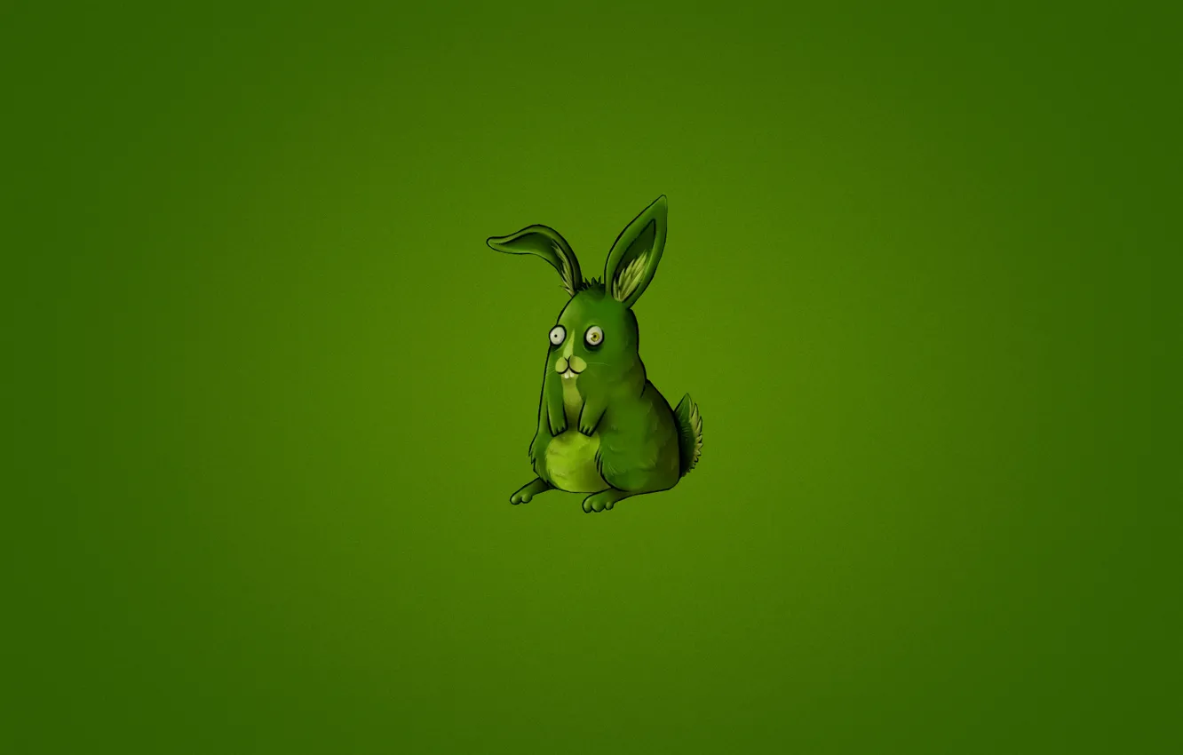Photo wallpaper animal, green, hare, minimalism, rabbit, green background, rabbit