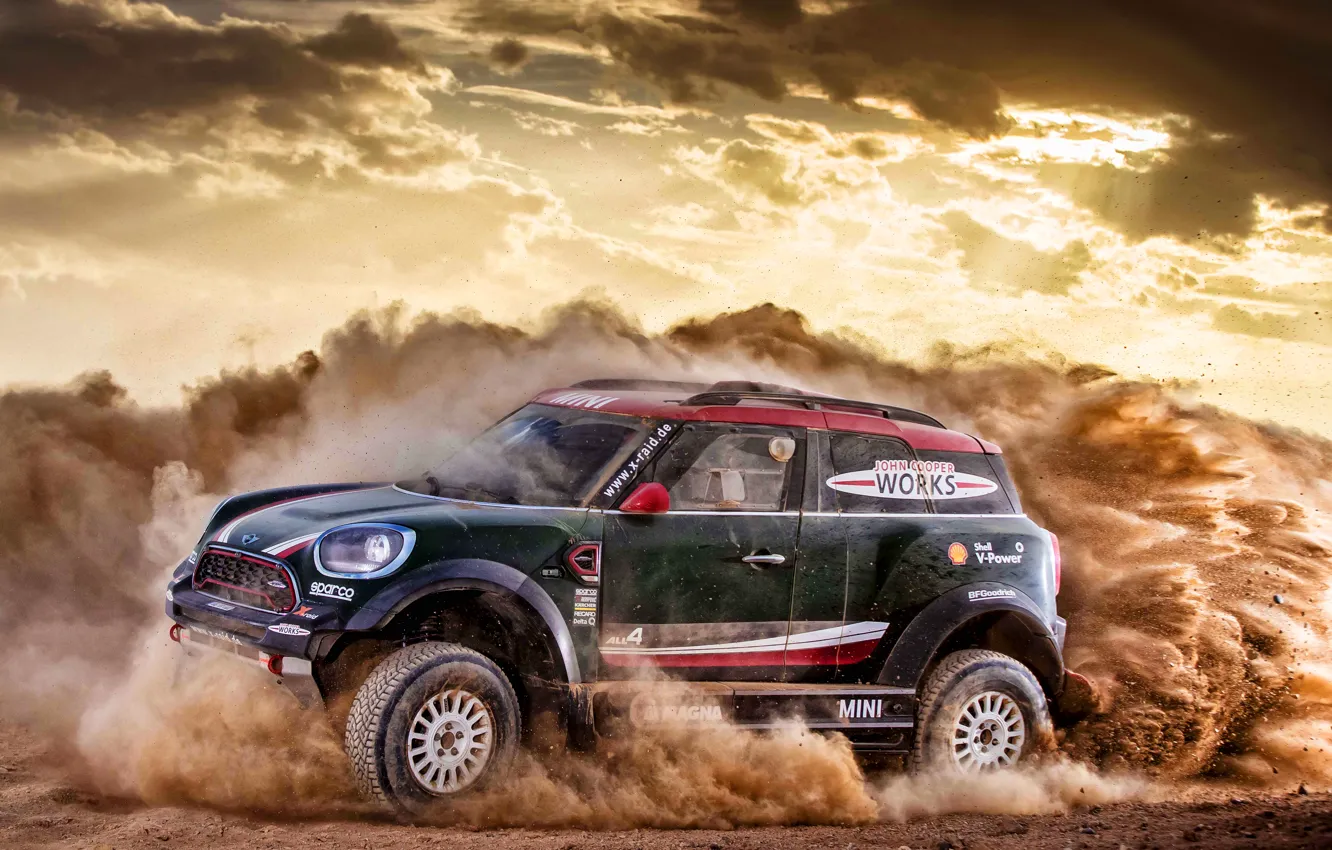 Photo wallpaper Sand, Mini, Dust, Sport, Rally, Dakar, SUV, Rally