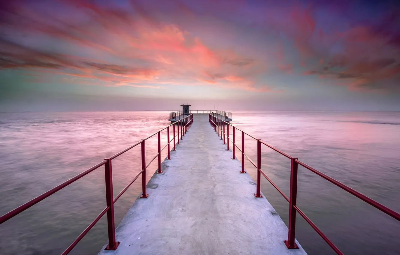 Photo wallpaper sea, sunset, bridge, Portugal