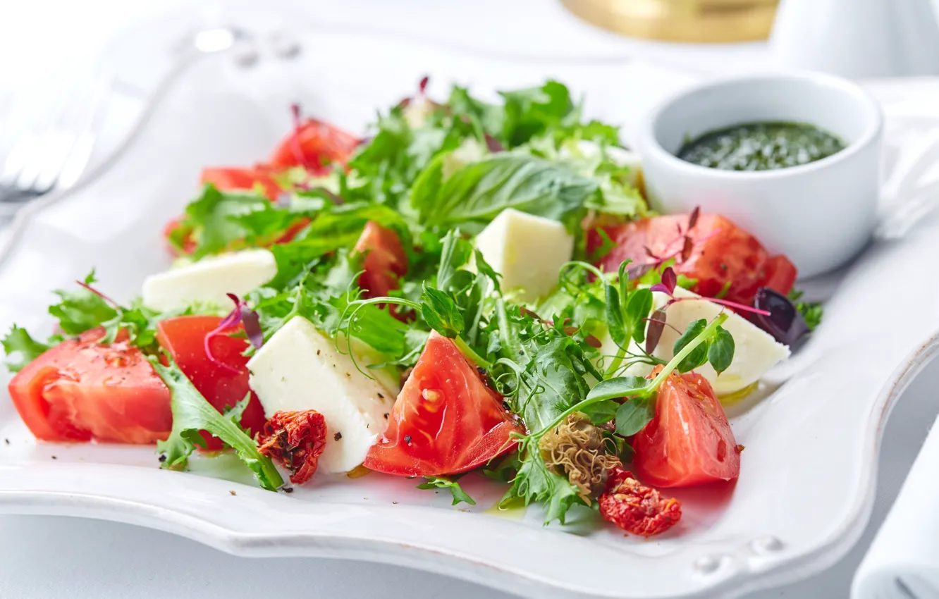 Photo wallpaper tomatoes, salad, mozzarella