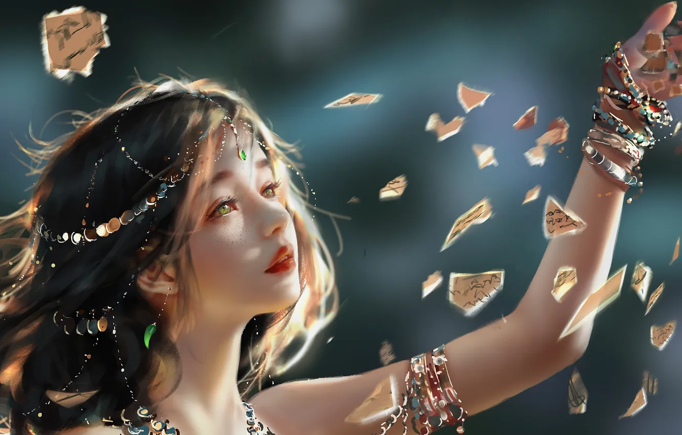 Photo wallpaper fantasy, beautiful girl, Asian girl, Wlop