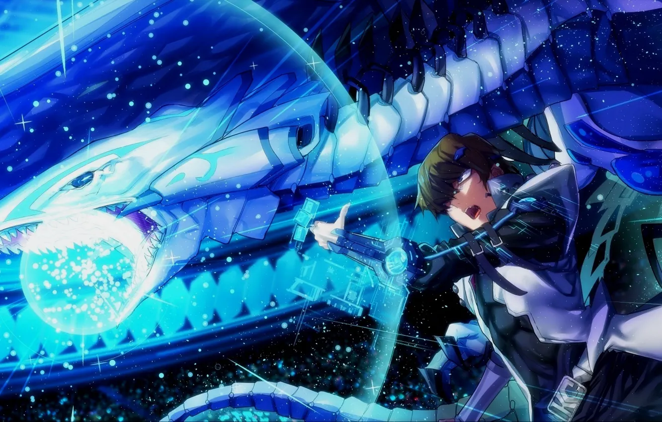 Photo wallpaper magic, dragon, anime, art, guy, Yu-Gi-Oh!