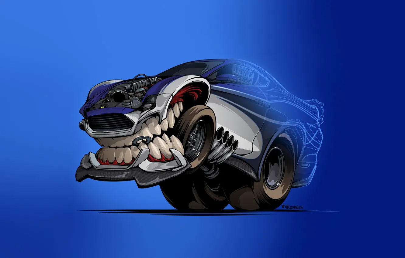 Photo wallpaper car, machine, auto, background, transport, minimalism, teeth, grin