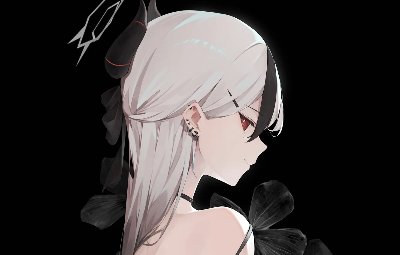 Photo wallpaper girl, flowers, white hair, Blue Archive, kayoko