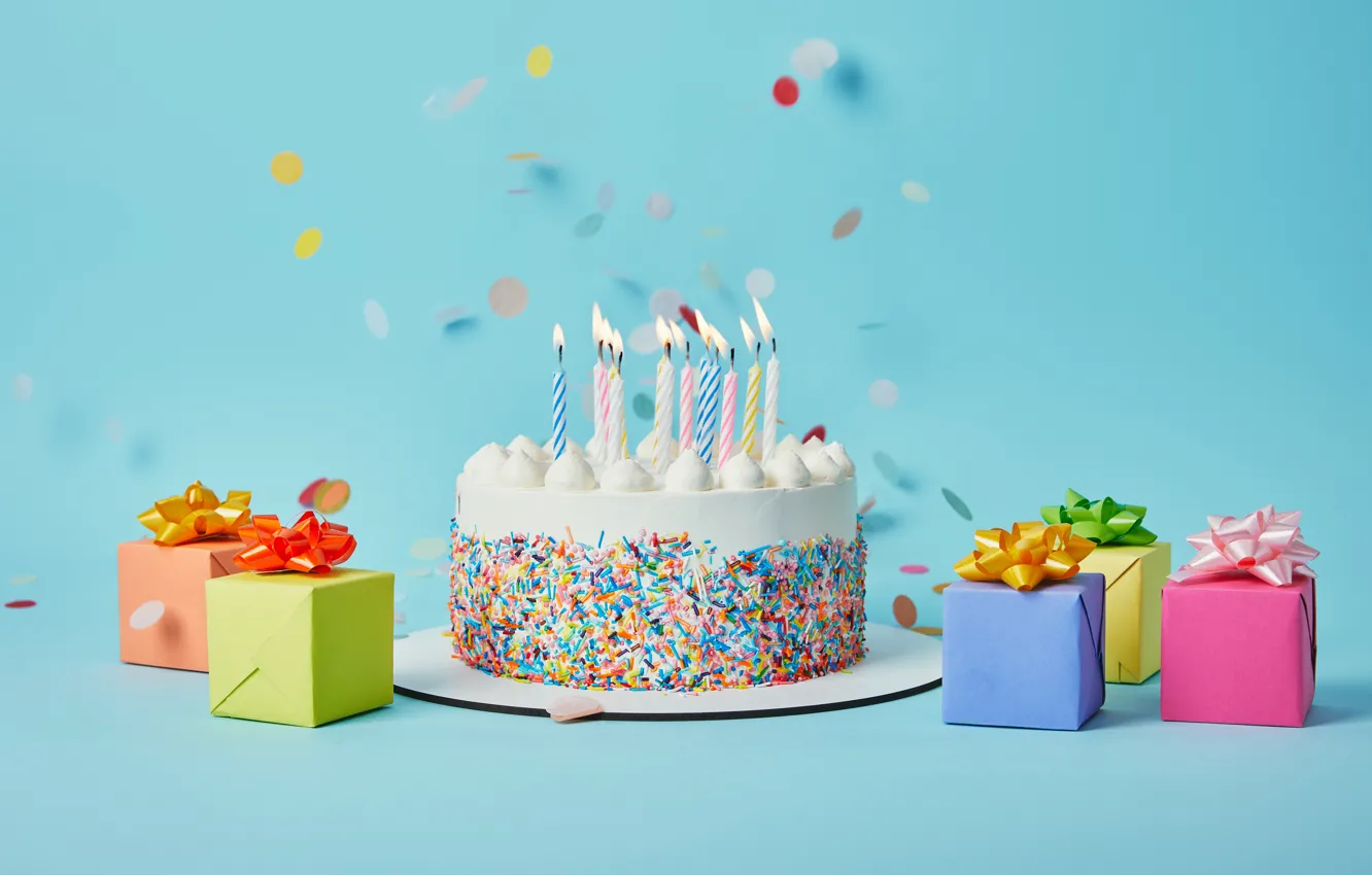 Photo wallpaper birthday, gifts, cake