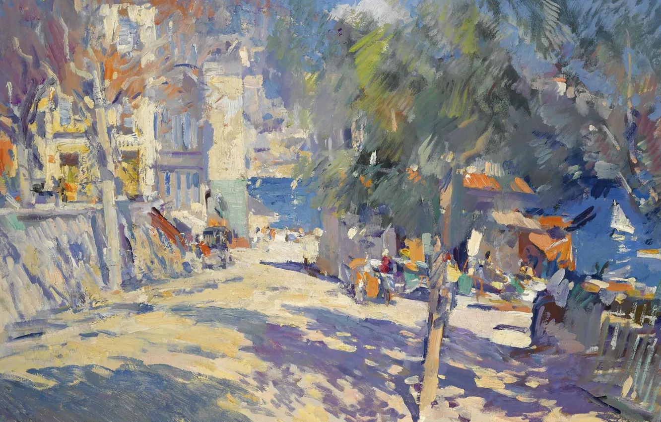 Photo wallpaper street, home, picture, impressionism, the urban landscape, Konstantin Korovin, View Of The South Of France