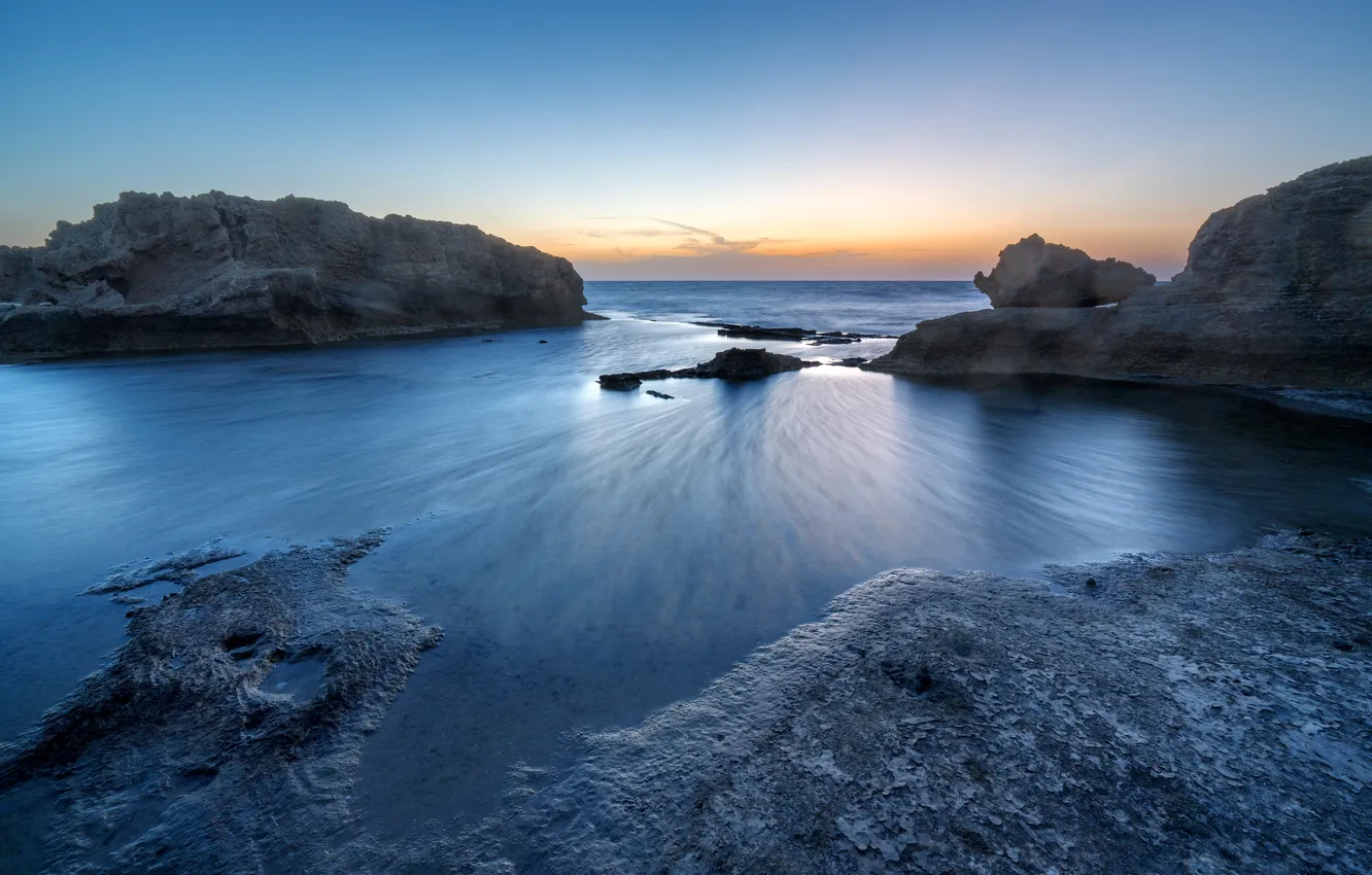 Photo wallpaper sea, sunset, shore