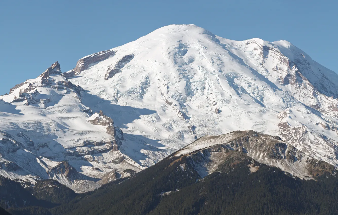Photo wallpaper snow, mountains, panorama, Mount Rainier