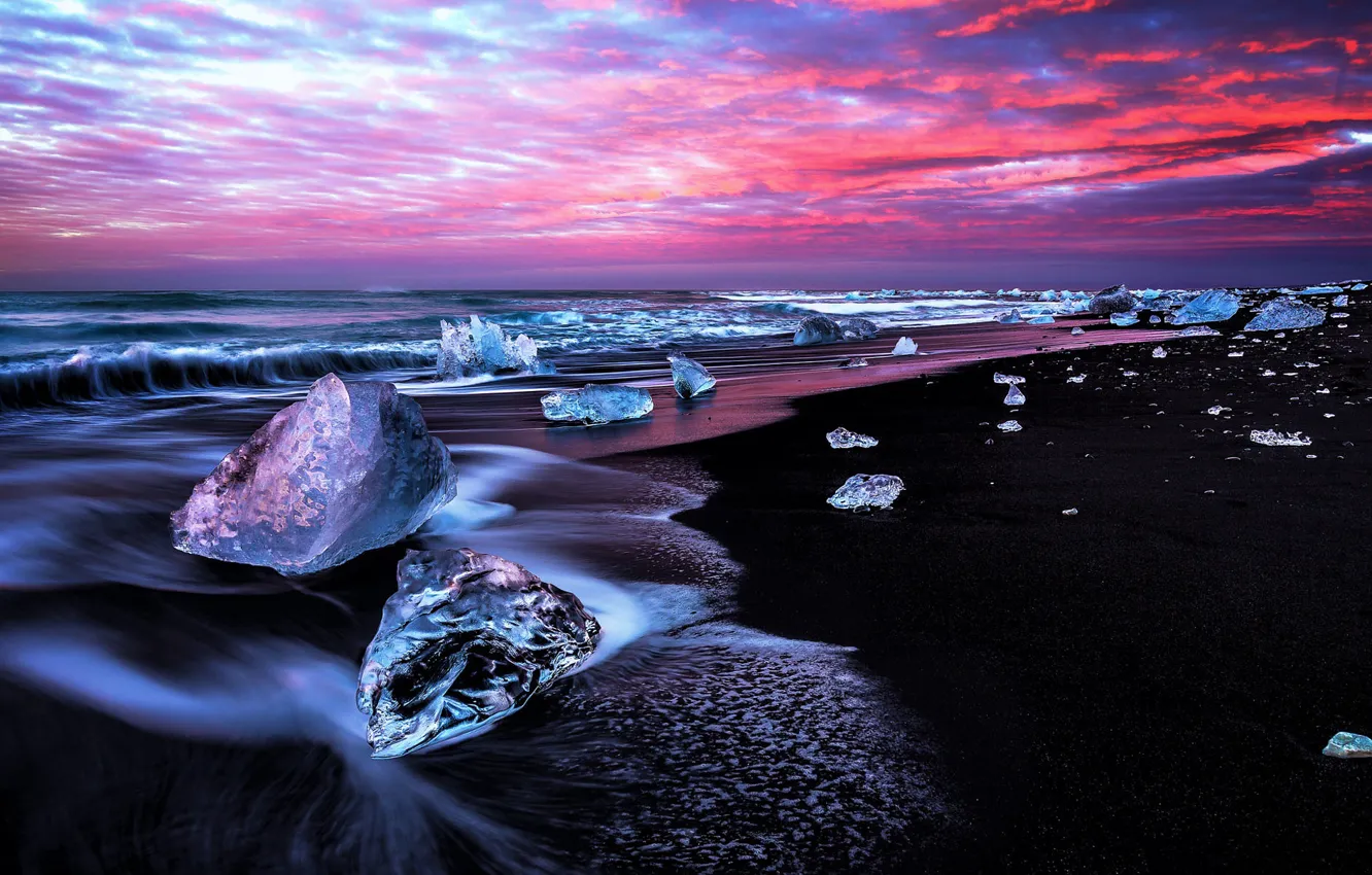 Photo wallpaper ice, the sky, the ocean, coast