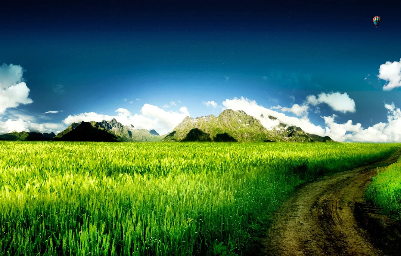 Photo wallpaper field, the sky, landscape, balls