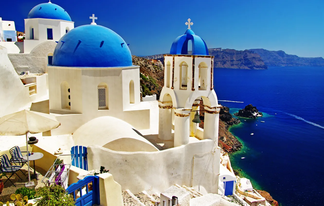 Photo wallpaper sea, landscape, nature, home, Santorini, Greece