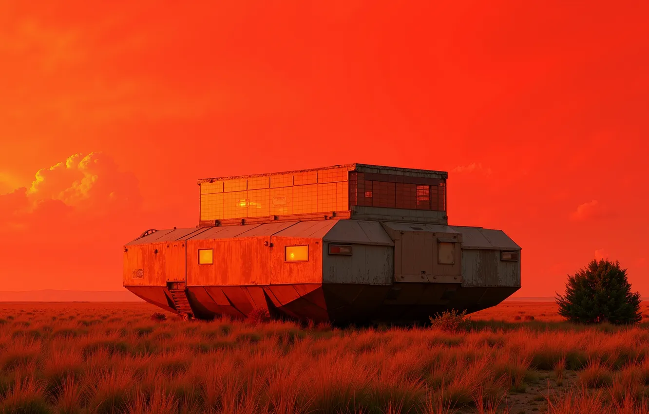 Photo wallpaper red, field, storage