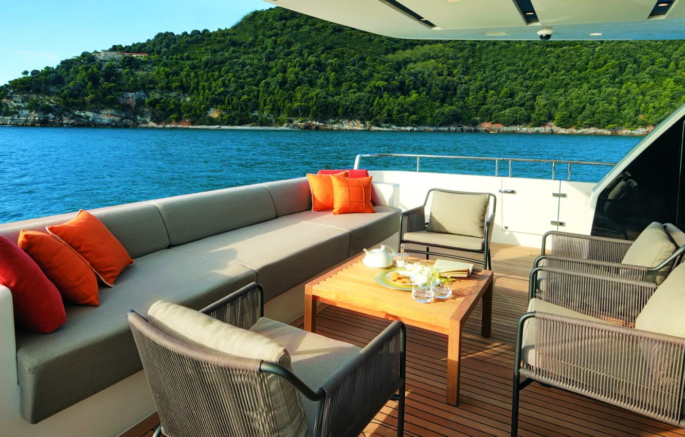 Photo wallpaper design, interior, salon, Luxury yacht, main deck, Luxury yacht, Sanlorenzo-SL86, at the cockpit scale