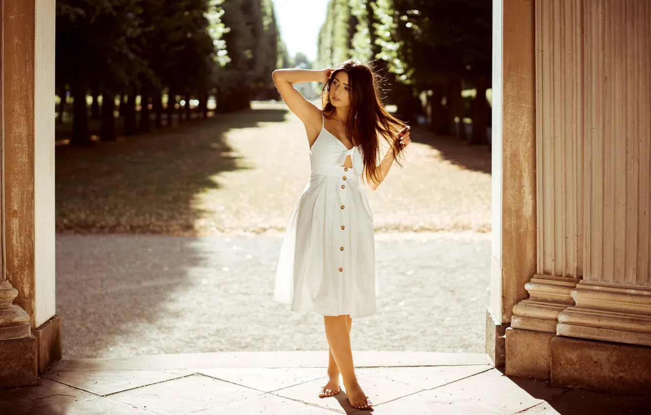 Photo wallpaper summer, girl, pose, alley, sundress, Andreas-Joachim Lins, Shi Az