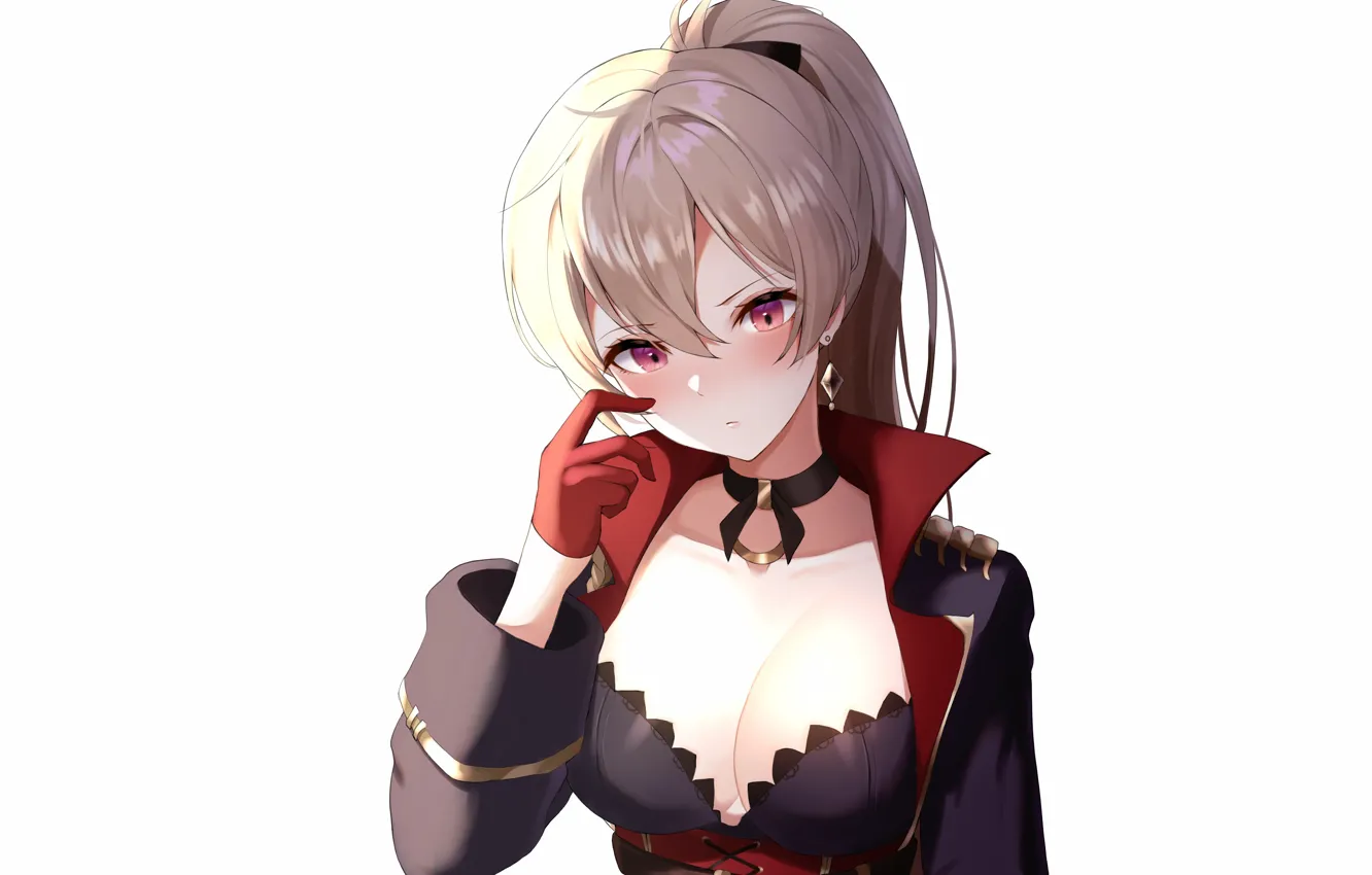 Photo wallpaper girl, sexy, cleavage, long hair, brown hair, boobs, anime, beautiful