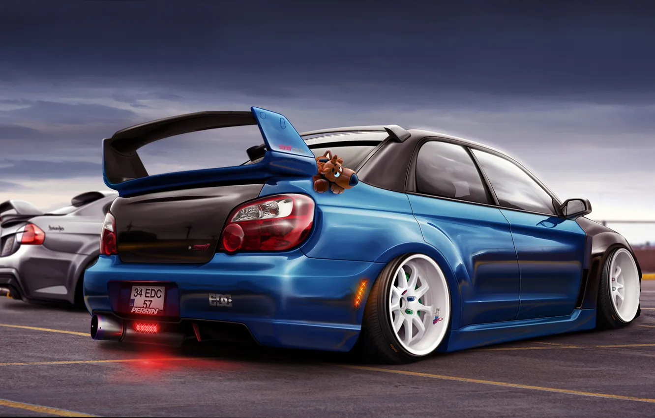 Photo wallpaper Subaru, Impreza, Parking, WRX, STI