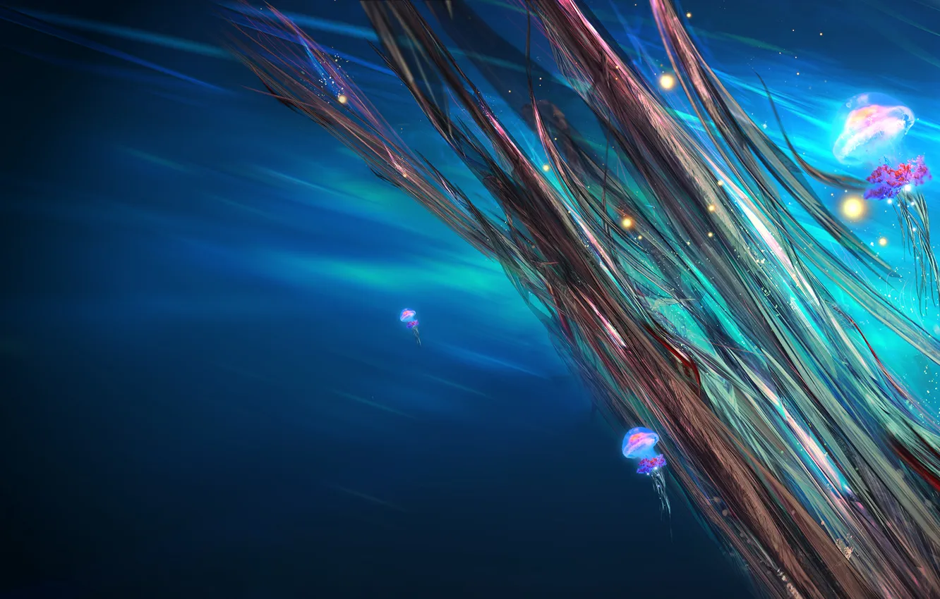 Photo wallpaper water, the ocean, jellyfish