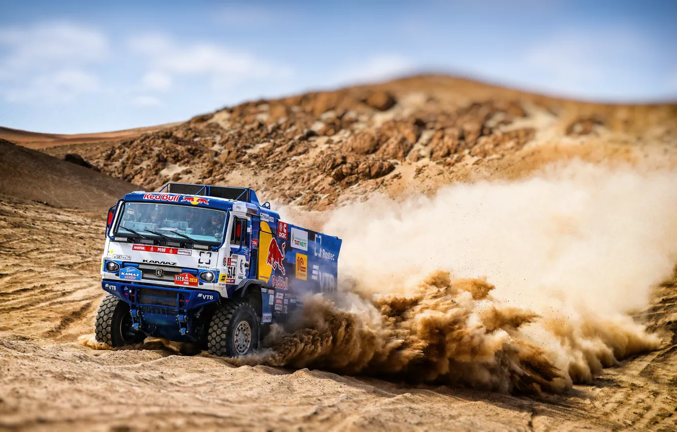 Photo wallpaper Sand, Auto, Dust, Machine, Truck, Race, Master, Russia