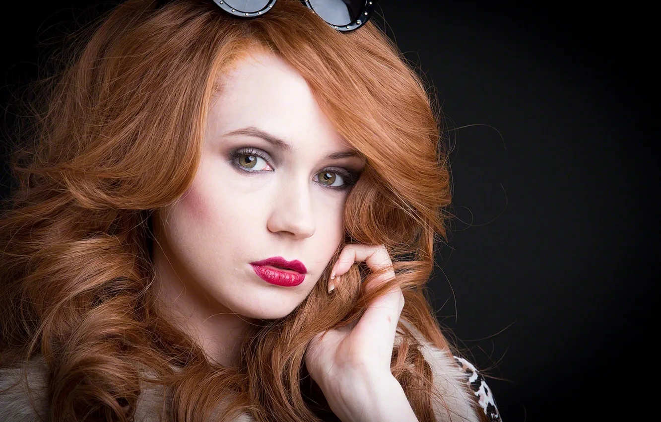 Photo wallpaper look, girl, face, actress, glasses, beauty, the series, red hair