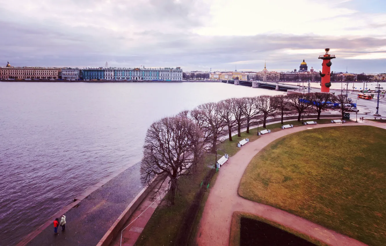 Photo wallpaper autumn, clouds, river, Peter, Saint Petersburg, Russia, Russia, SPb