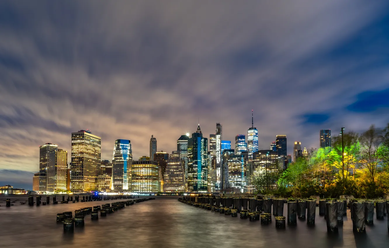 Photo wallpaper clouds, home, New York, skyscrapers, USA