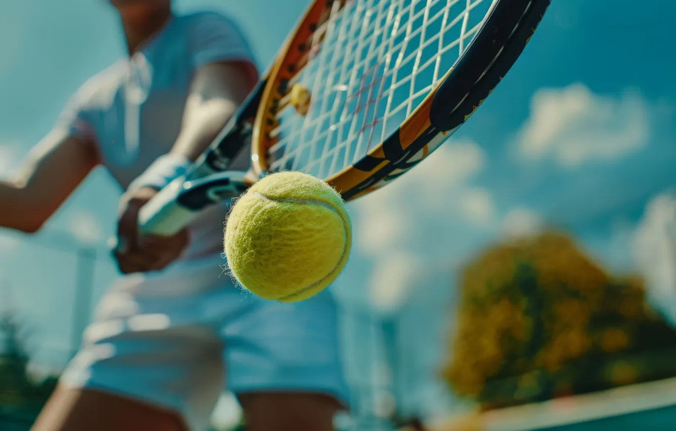 Photo wallpaper the ball, racket, male, tennis, closeup, digital art, The Art of Artificial Intelligence, neural network