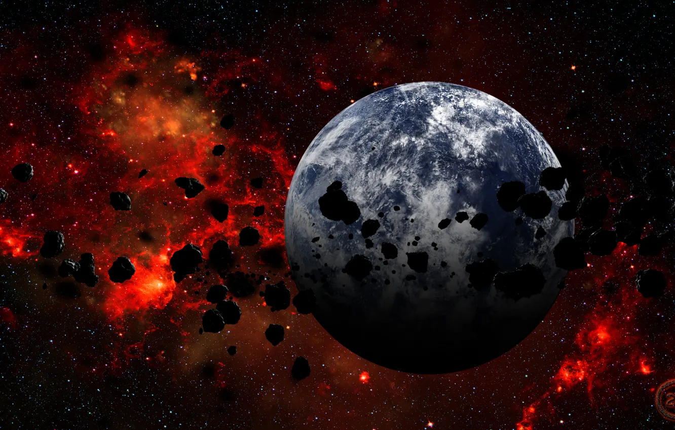 Photo wallpaper nebula, planet, asteroids, constellation