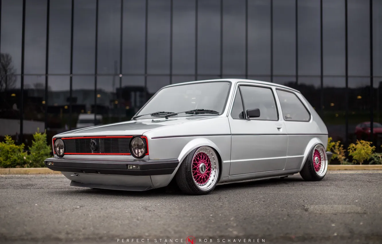 Photo wallpaper volkswagen, silver, wheels, Golf, golf, tuning, front, gti