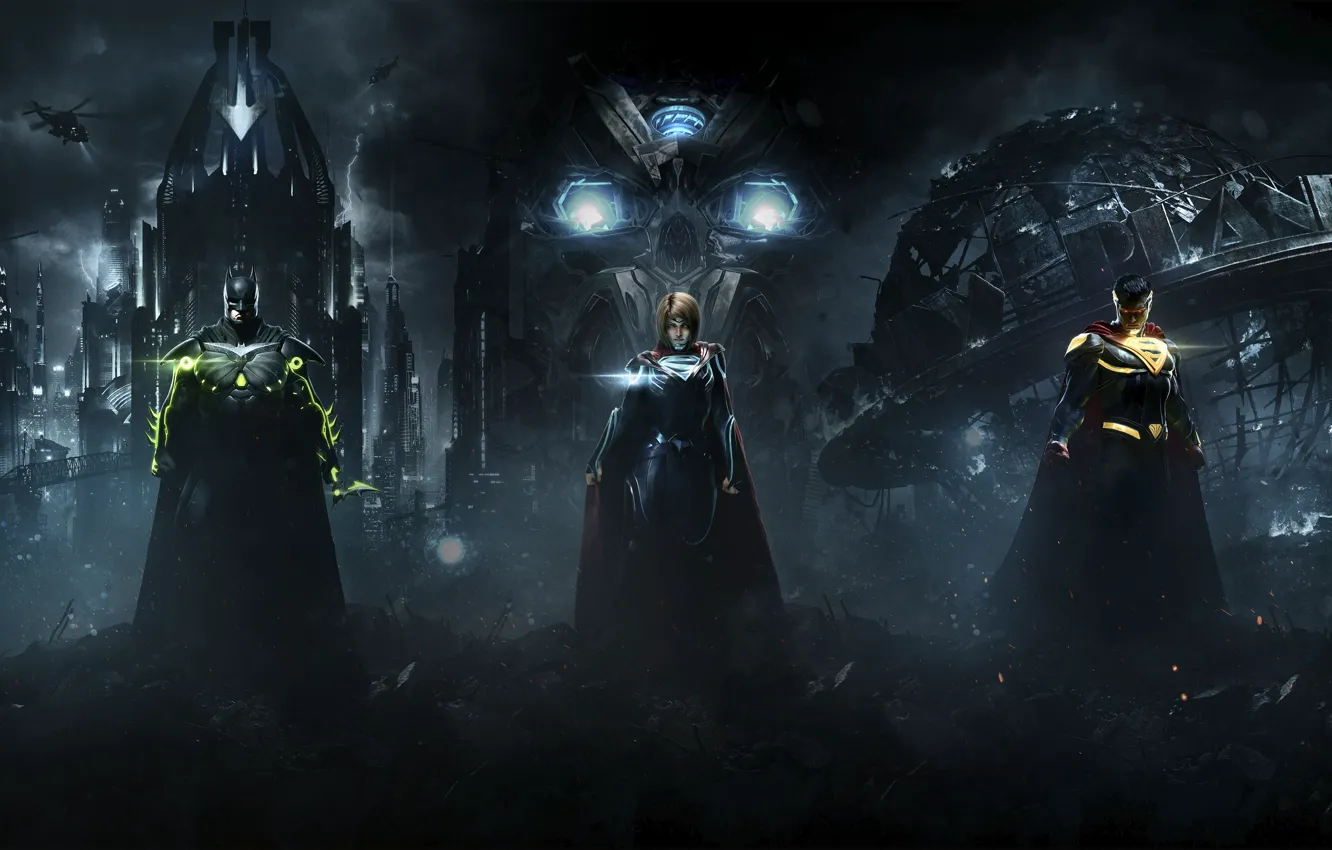 Photo wallpaper Batman, Superman, Supergirl, Warner Bros. Interactive Entertainment, NetherRealm Studios, Injustice 2