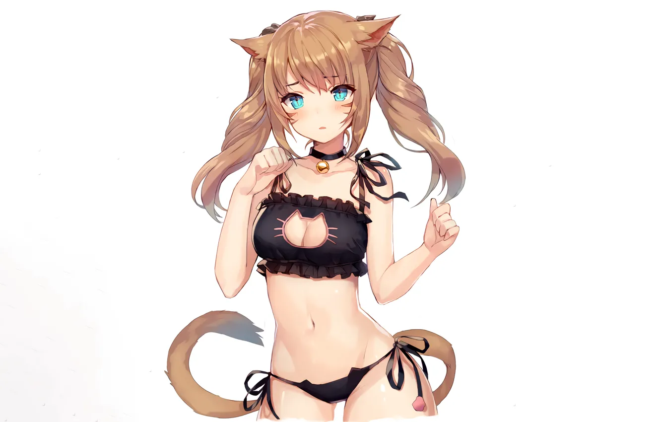 Photo wallpaper girl, sexy, lingerie, bra, cleavage, panties, long hair, boobs