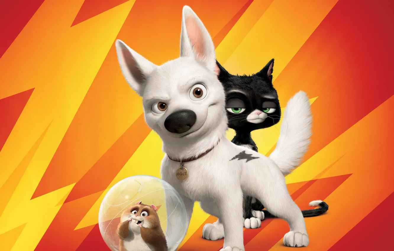 Photo wallpaper lightning, dog, hamster, Volt, bolt