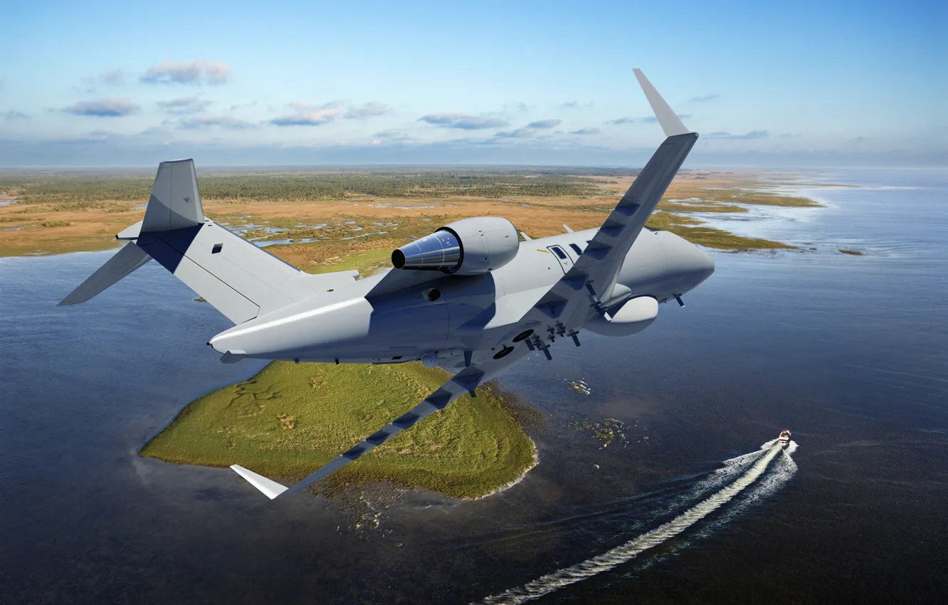 Photo wallpaper landscape, Bombardier, business jet, Challenger 600