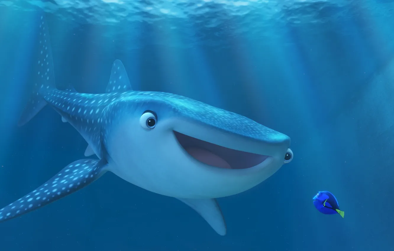 Photo wallpaper Pixar, sea, ocean, water, cartoon, friendship, shark, fish