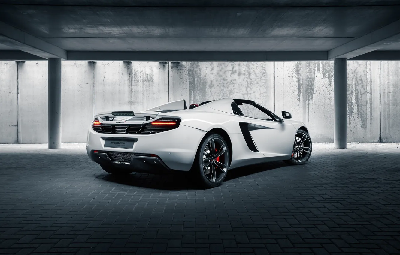 Photo wallpaper McLaren, British, MP4-12C, White, Back, Supercar