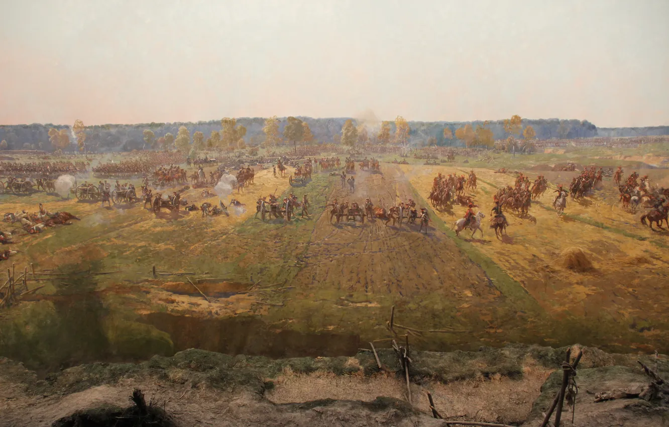 Photo wallpaper horse, picture, battle, soldiers, gun, the battle, fragment, the Frenchman