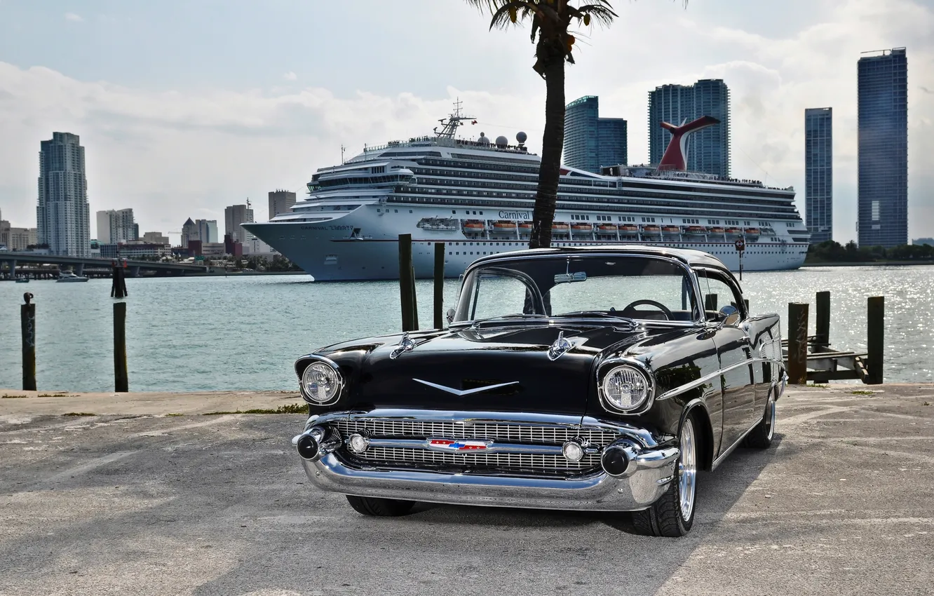Photo wallpaper retro, black, Miami, Chevrolet, liner, Chevrolet, black, Miami